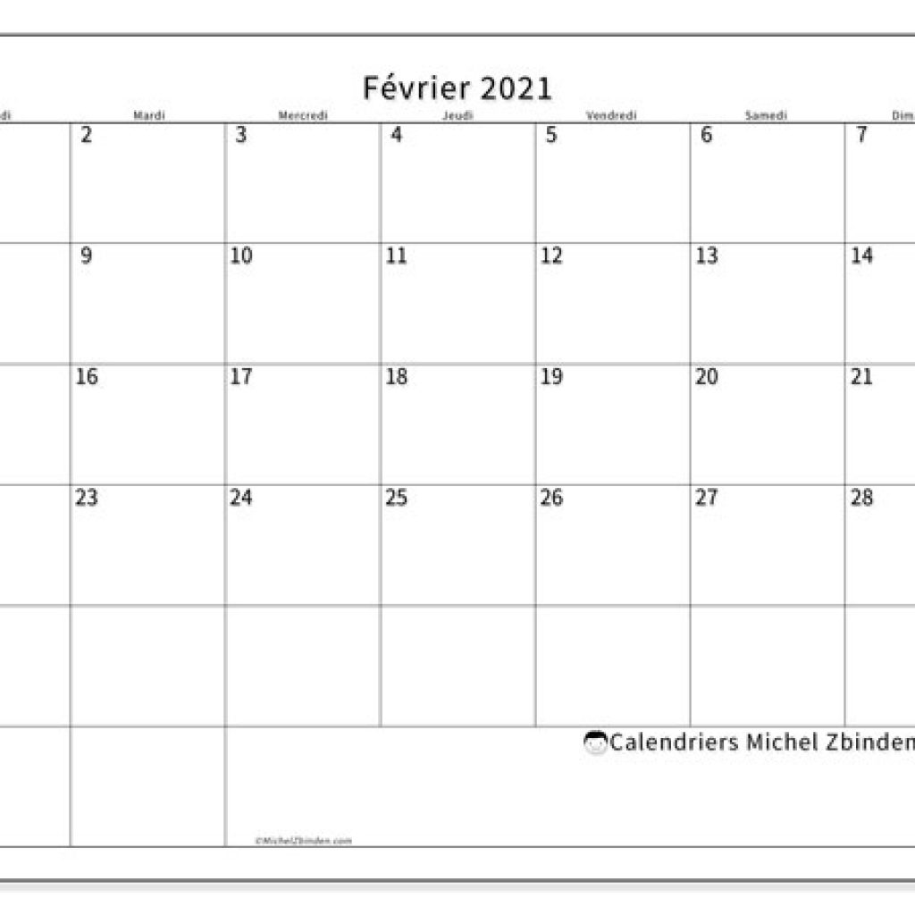 Calendriers Février 2021 (Ld) - Michel Zbinden Fr