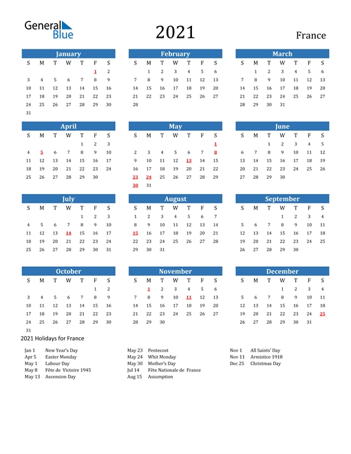 Free Printable Calendar In Pdf, Word And Excel - France