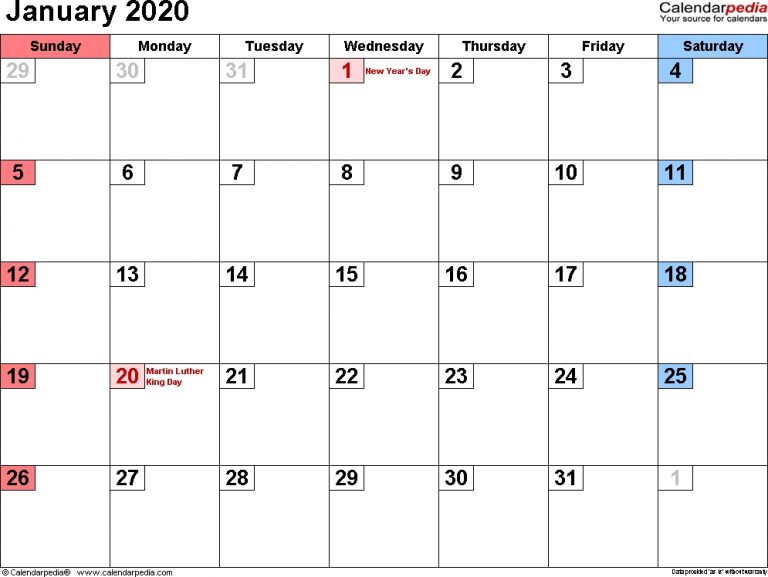 January 2020 Calendar Excel #january2019