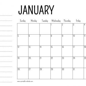 January 2020 Printable Calendar