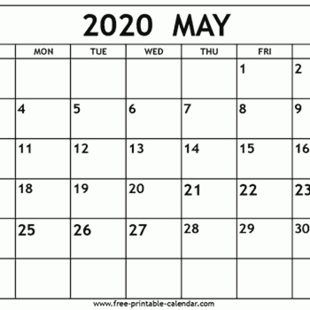 May 2020 Calendar Template - Free-Printable-Calendar