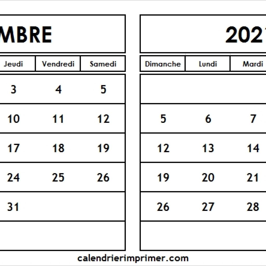 Modèle Calendrier Décembre 2020 Janvier 2021 Vacances À Imprimer