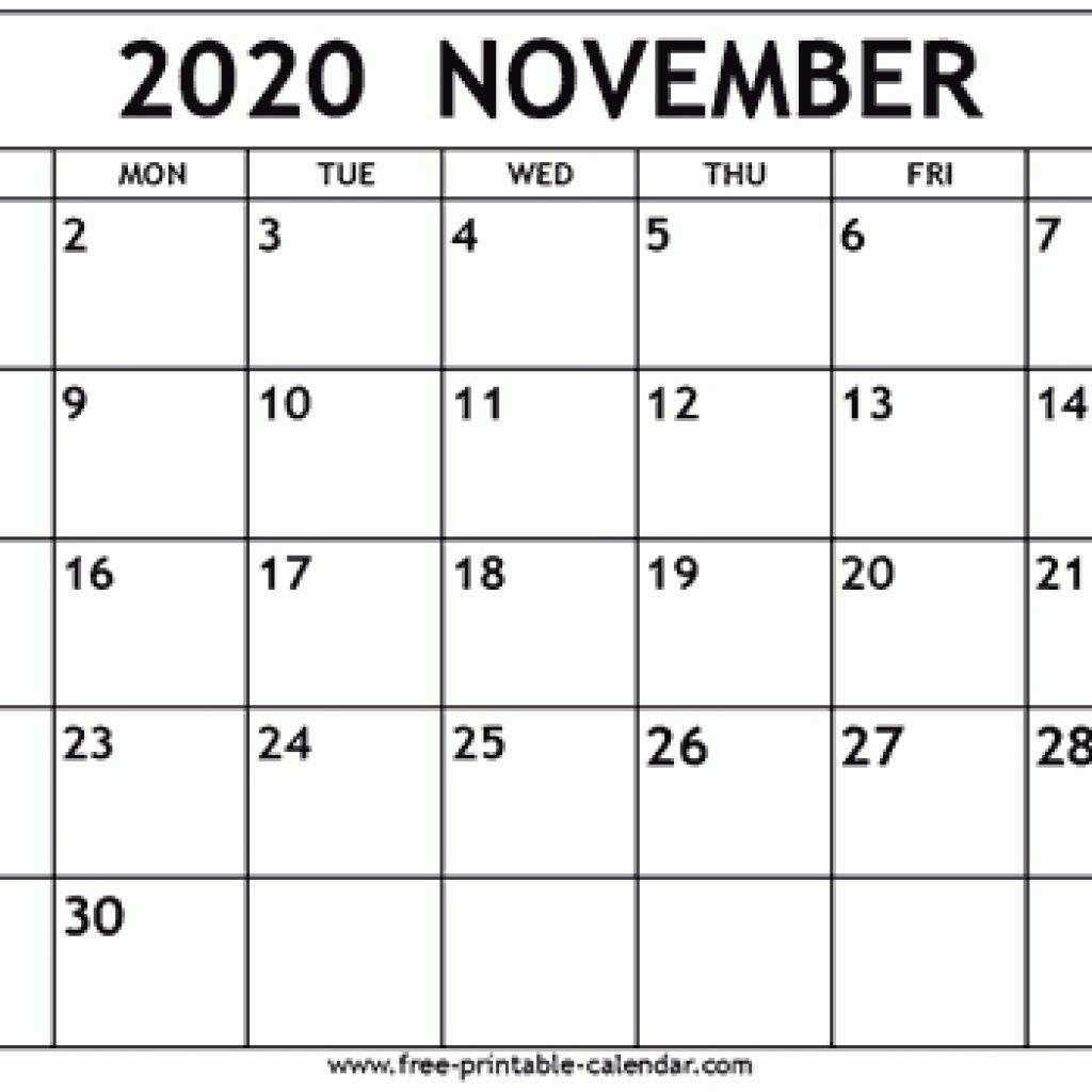 November 2020 Calendar Template - Free-Printable-Calendar