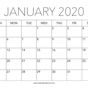 Printable January 2020 Calendar – Calendar Options