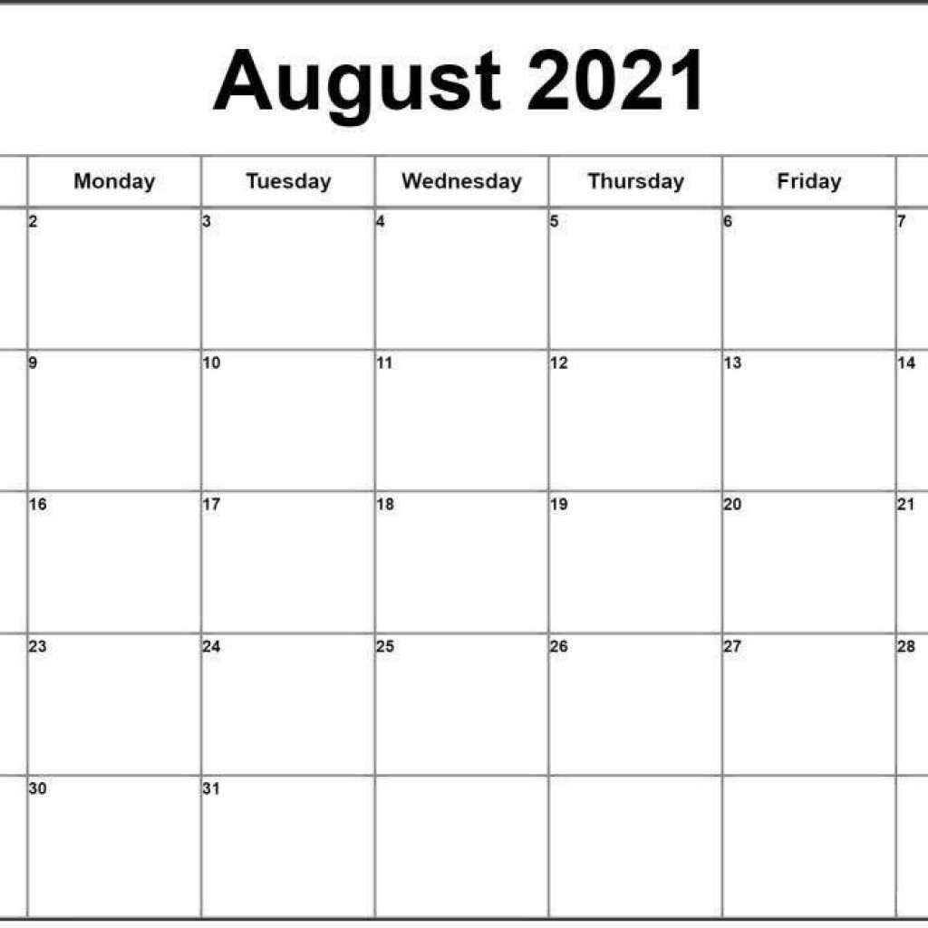 August 2021 Calendar