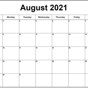 August 2021 Calendar