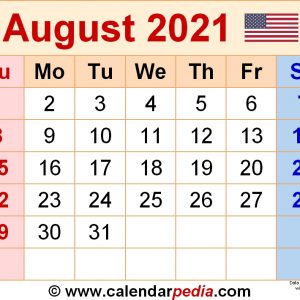 August 2021 - Calendar Templates For Word, Excel And Pdf