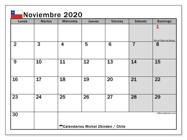 Calendario Noviembre 2020, Chile – Michel Zbinden Es | Qualads