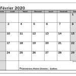 Calendrier Février 2020, Québec (Canada) - Michel Zbinden Fr