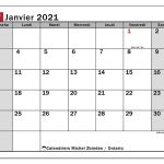 Calendrier Janvier 2021, Ontario (Canada) - Michel Zbinden Fr