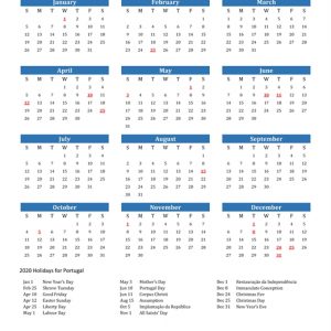 Free Printable Calendar In Pdf, Word And Excel - Portugal