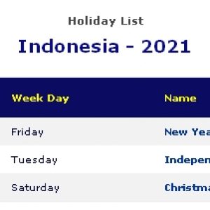 Indonesia 2021 Printable Holiday Calendar « Printable Hub