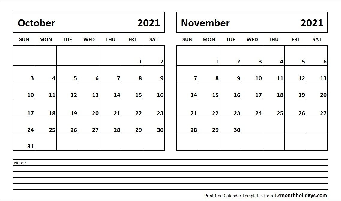 October And November 2020 Calendar | Printable Calendar