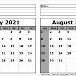 Print July August 2021 Calendar Template | 2 Month Calendar