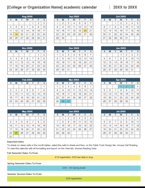 Academic Year Calendar