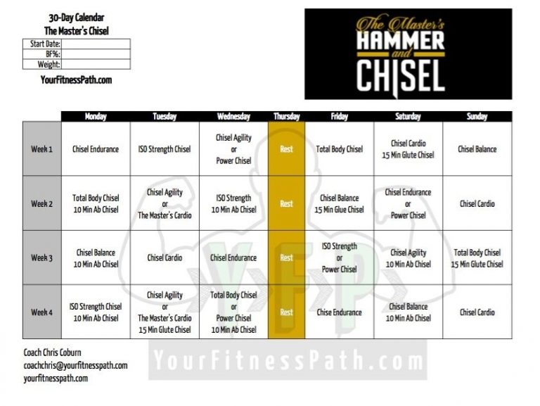 Hammer And Chisel Workout Calendar (With Images) | Workout