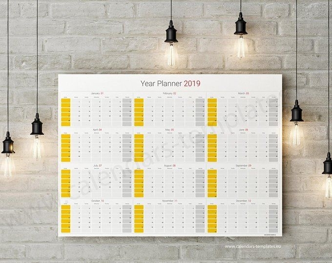 2019 Yearly Wall Planner. Printable Large Wall Planner