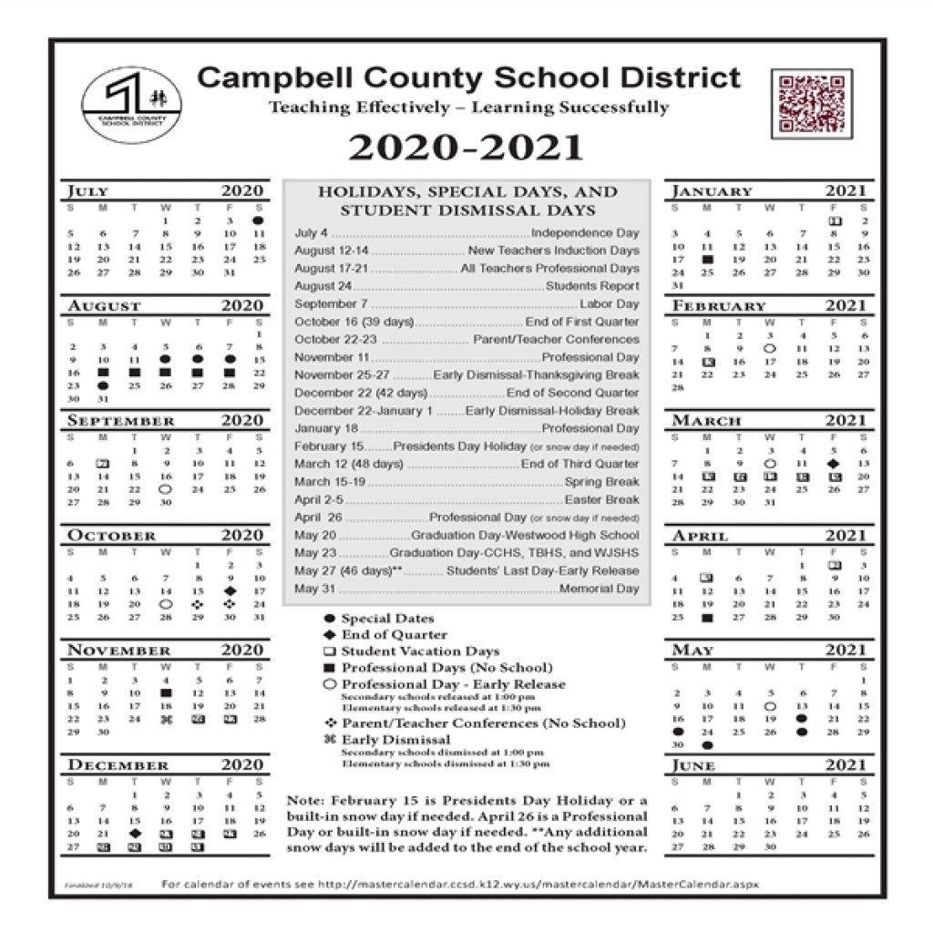 2020-2021 Staff Calendar / 2020-2021 Calendar | Free