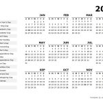 2020 Year Calendar Template With Us Holidays - Free