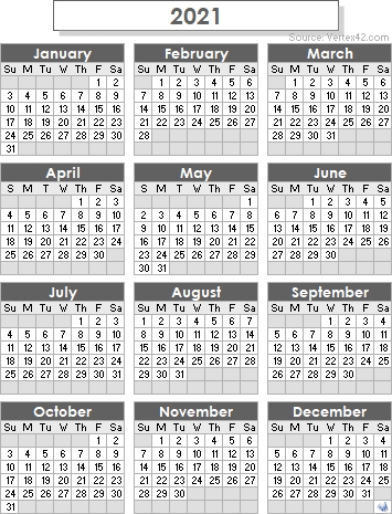 2021 Calendar Templates And Images