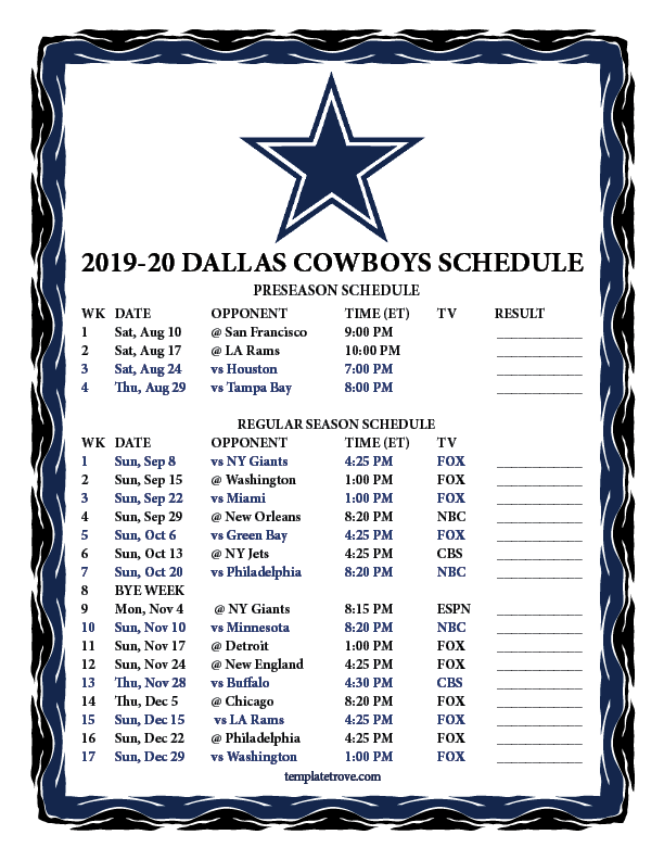 Dallas Cowboys Schedule 2024 2025 Calendar Buffy Coralie