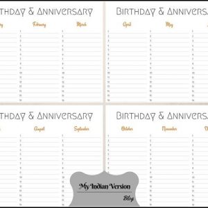 Birthday &amp; Anniversary Calendar : Free Printable | Free