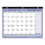 Blueline Monthly Desk Pad Calendar, 3-Hole Punched, 11&quot; X 8-1/2&quot;, Bilingual  (C181721B-20)