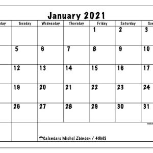 Calendar January 2021 - 48Ms - Michel Zbinden En