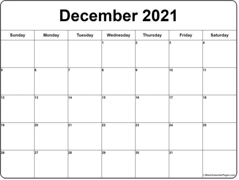 December 2021 Calendar | Free Printable Monthly Calendars