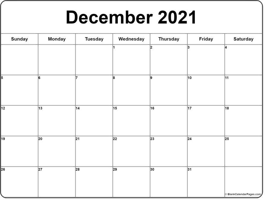 December 2021 Calendar | Free Printable Monthly Calendars