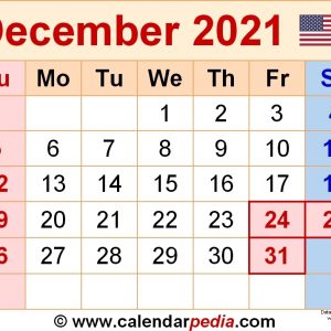 December 2021 Calendars For Word, Excel &amp; Pdf | Free