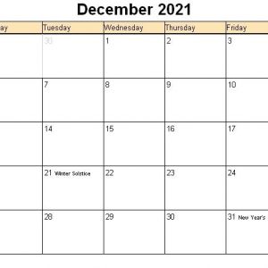 December 2021 Printable Calendar « Printable Hub