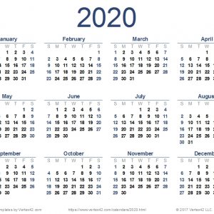 Download And Print A Free 2020 Calendar (Pdf) From Vertex42