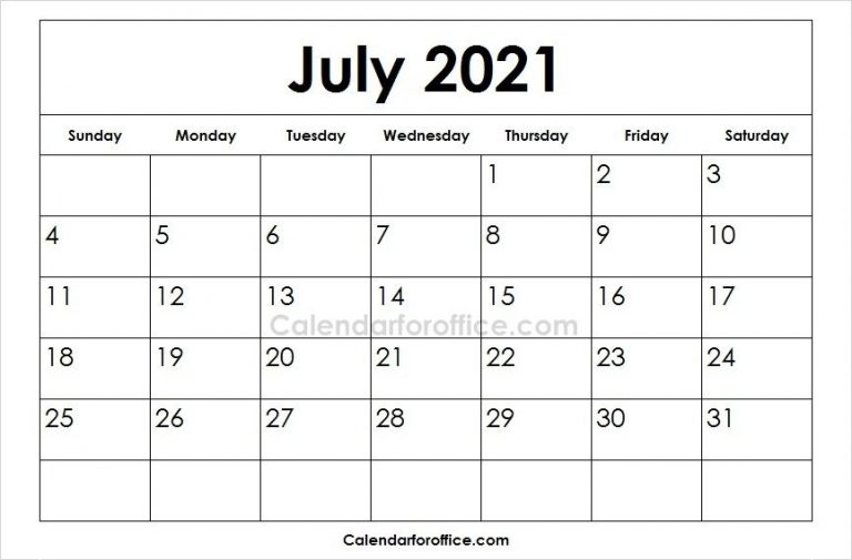 Free 2021 July Calendar Template | Calendar Template, May