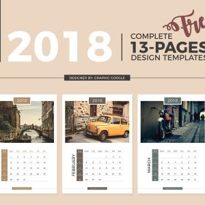 Free Complete 2018 Calendar Design Templates - 13 Pages