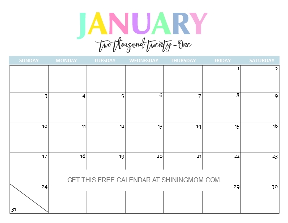 Free Printable 2021 Calendar: So Beautiful &amp; Colorful!