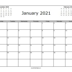 January 2021 Calendar - Free Printable - Allfreeprintable