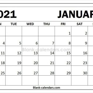 January 2021 Calendar Monday Start | 2021 Calendar, Calendar