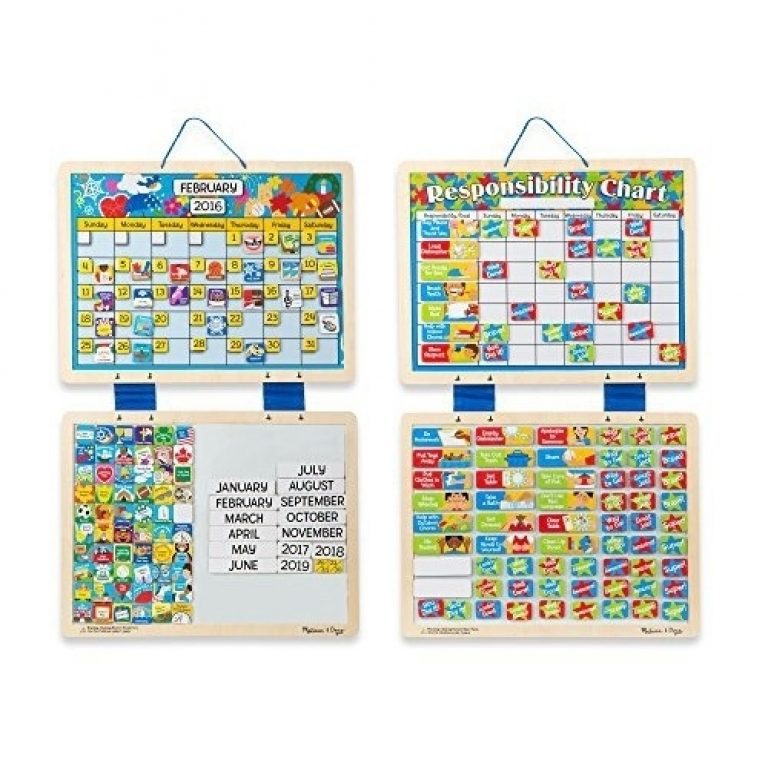 Melissa &amp; Doug Kids' Magnetic Calendar And Responsibility Chart Set With  120+ Magnets To Track Schedules, Tasks,