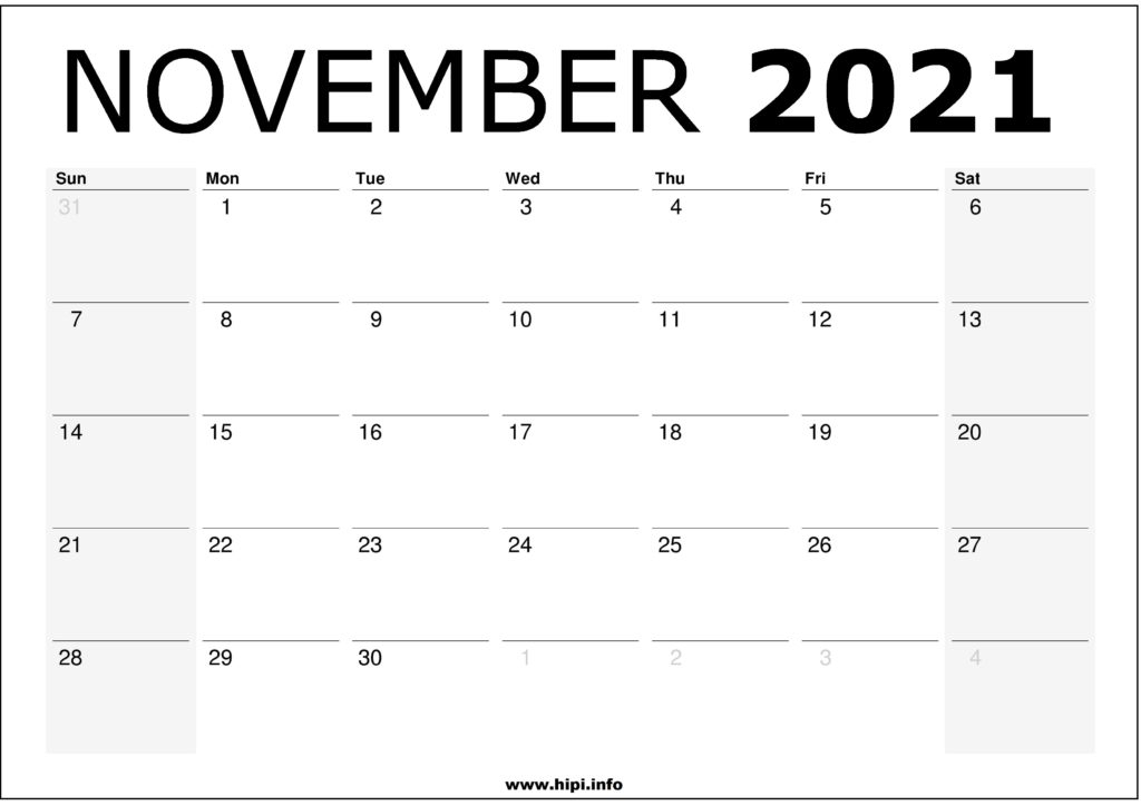 November 2021 Calendar Printable – Monthly Calendar Free