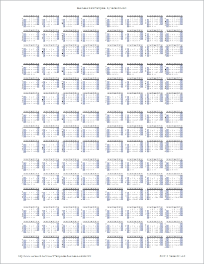 Print A Yearly Calendar On A Business Card