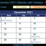 Print Friendly December 2021 New Zealand Calendar For Printing