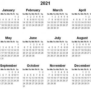 Print Yearly Calendar 2021 Free Template In 2020 | Calendar