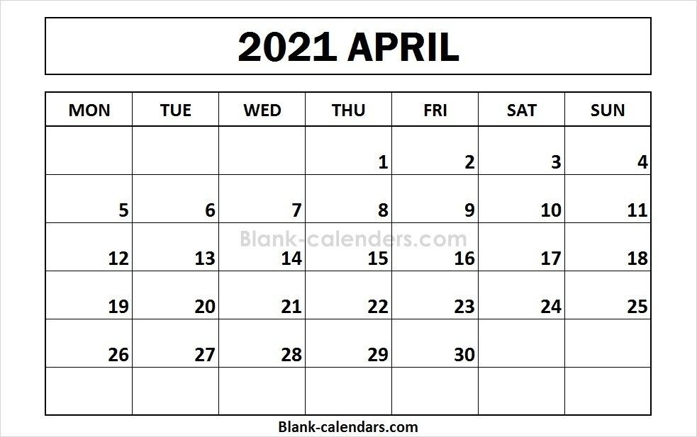 Printable April 2021 Calendar Monday Start Design | Calendar