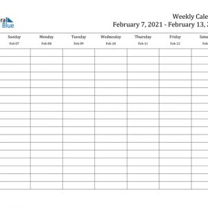 Weekly Calendar - February 7, 2021 To February 13, 2021