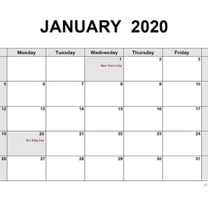 2020 Monthly Calendar Pdf - Free Printable Templates