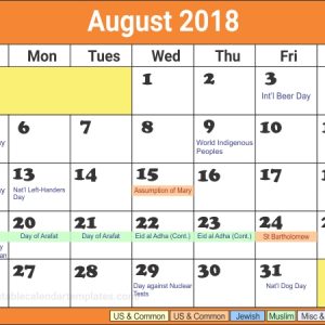 August 2019 Calendar With Holidays Printable | Calendar