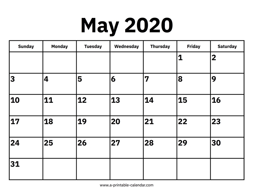 May 2020 Calendars – Printable Calendar 2020