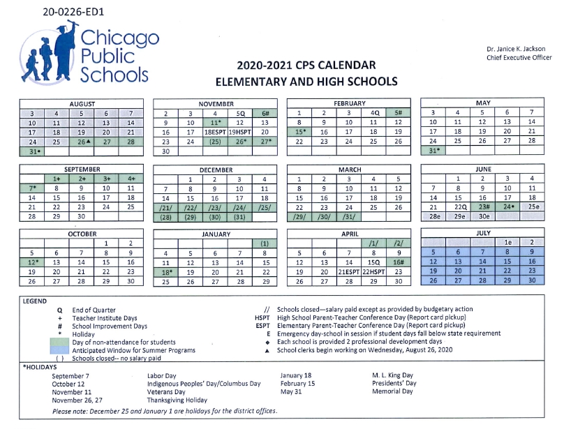 Proposed Cps Calendar For 2020-21 Has Students In School