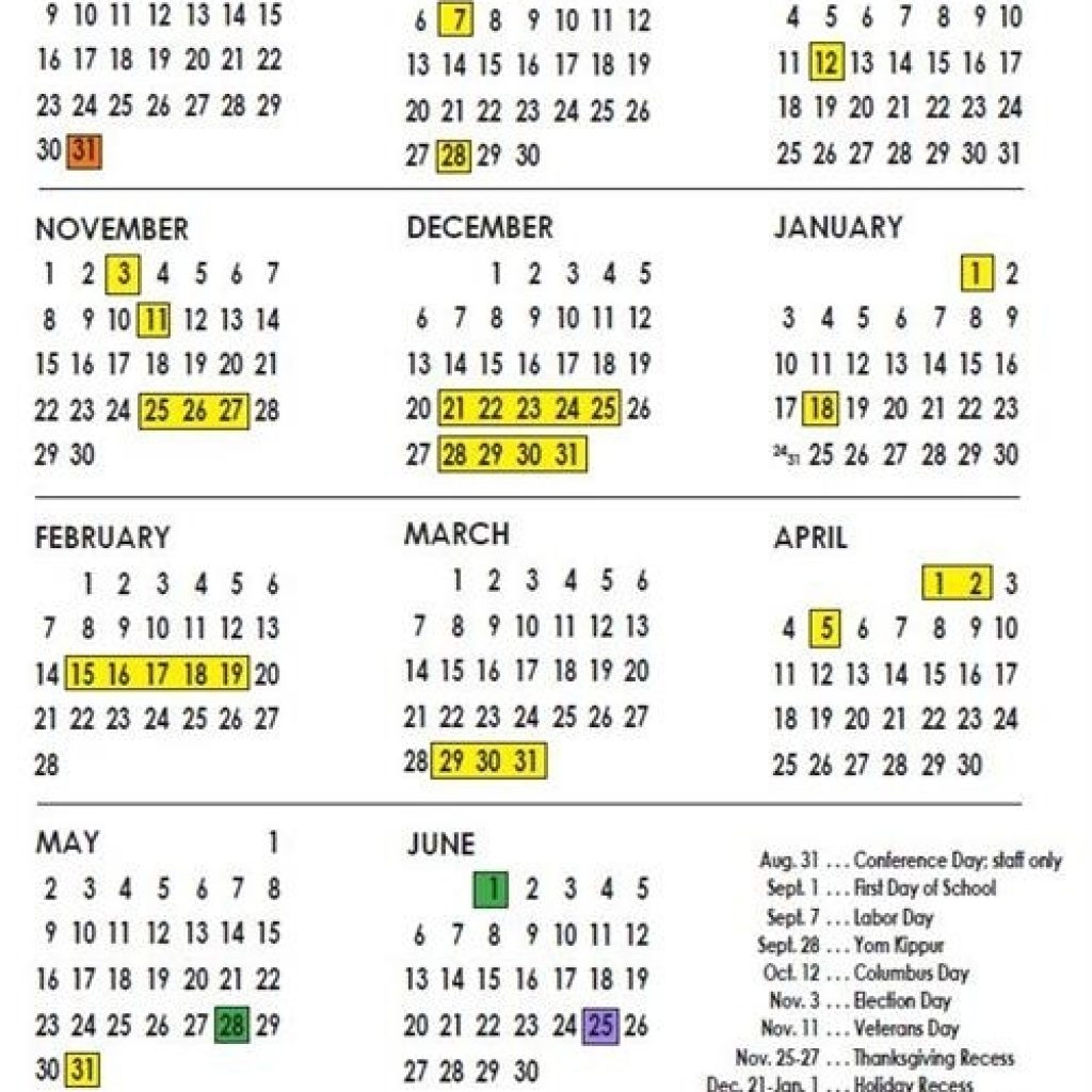 School Calendar 2020-21